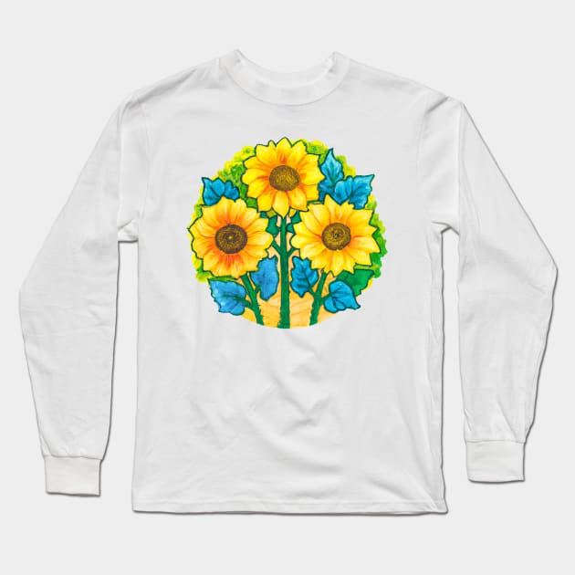 Sunflowers Long Sleeve T-Shirt by Kaamalauppias